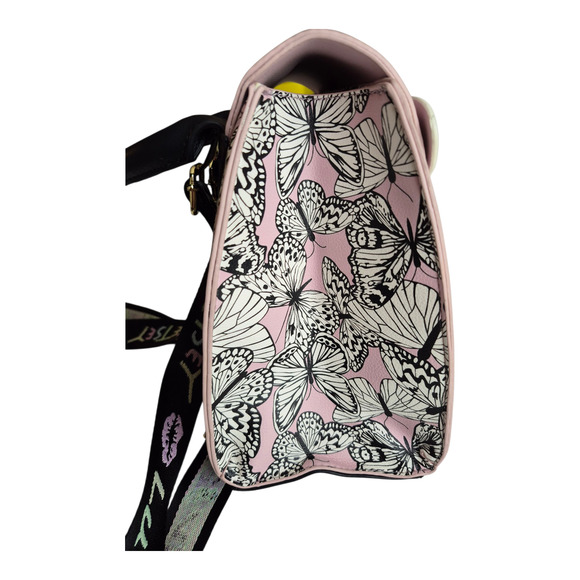 Luv Betsey by Betsey Johnson Pink & Black Butterfly Mini Backpack Gold Accents - Picture 6 of 11